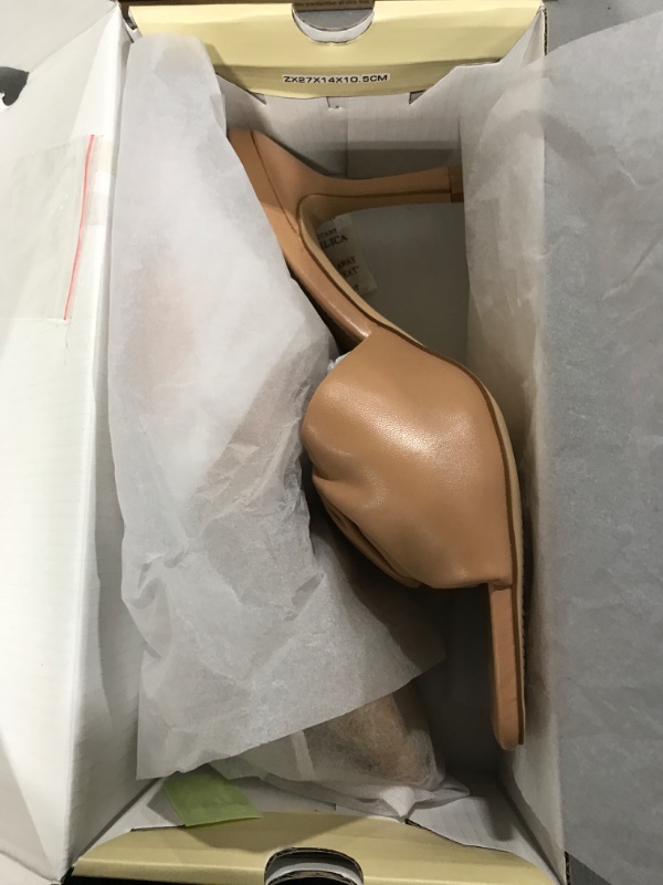 Photo 2 of [Size 9] PiePieBuy Womens Square Open Toe Heeled Sandals Slip On Mules Slingback Dress Party Shoes -Camel Apricot