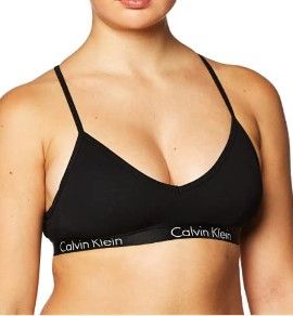 Photo 1 of Calvin Klein Women's Motive Cotton Lightly Lined Bralette Bra Medium Black & Grey Heather