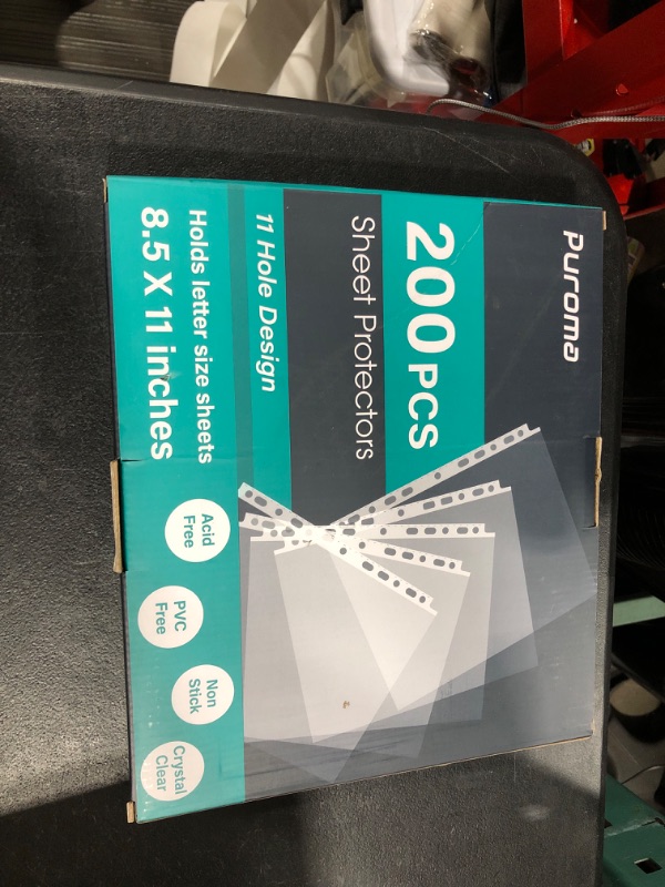 Photo 2 of Puroma 200 Pack Sheet Protectors, 11 Hole Clear Heavy Duty Page Protectors, Fits Standard 8.5 x 11 inch, Top Loading Paper Protector, Plastic Sleeves for Binders
