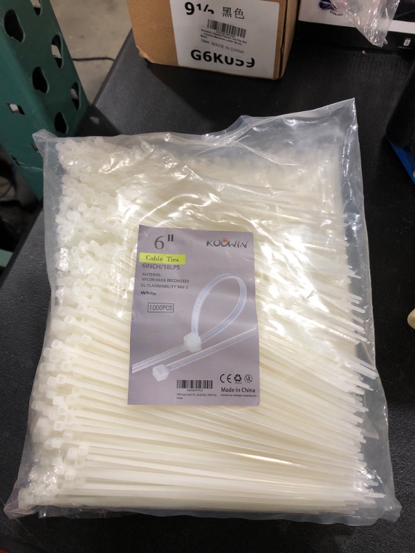 Photo 2 of 1000 Pack 6 Inch Bulk KOOWIN Nylon Plastic Cable Zip Ties Small Wire Wraps White 6 inch 18 lb (1000 pcs) White