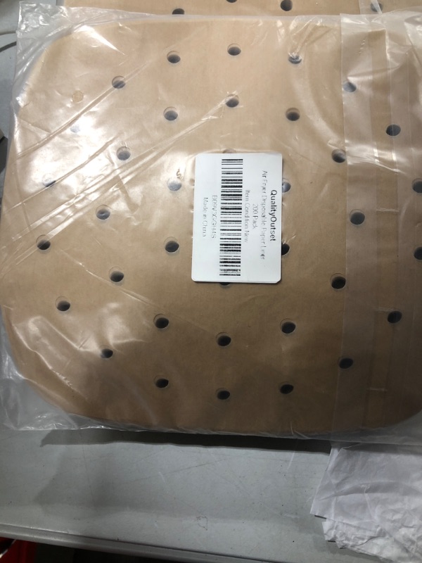 Photo 1 of QualityOutset Air Fryer Parchment Paper Liners: 200PCS 8.5 inch Air Fryer disposable paper liner - Square Perforated parchment paper for Air Fryer, Premium Bamboo Steamer Liner for Air Fryers Baking Square-200