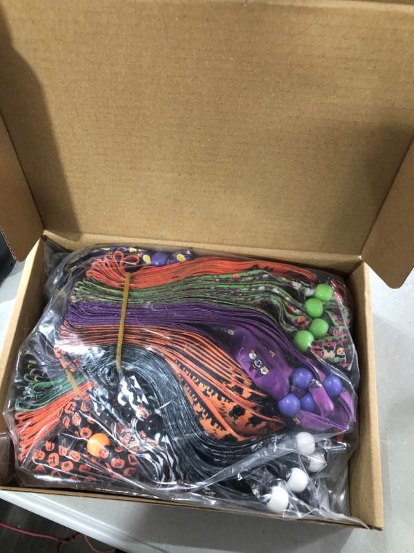 Photo 1 of 100 Pieces Halloween Bracelets Wristbands Ribbons Halloween Toys for Kids Girls Boys,10 Different Design Bracelets Bulk for Halloween Treat Bags Gifts Party Favors and Supplies