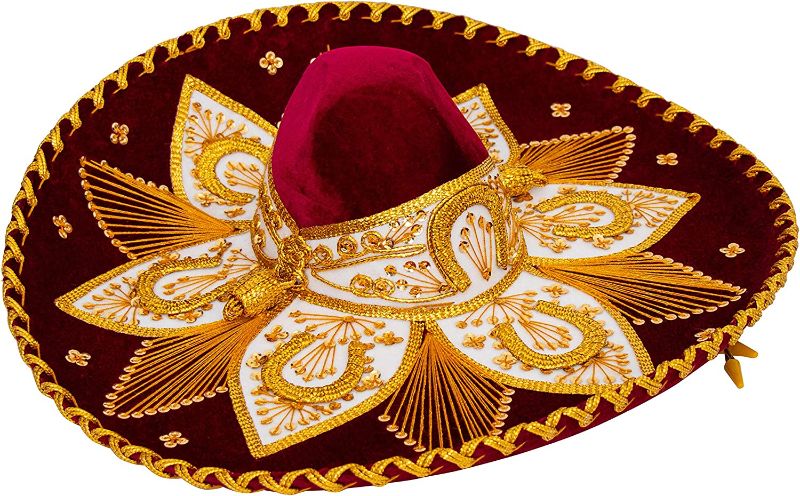 Photo 1 of Authentic Adult Mexican Sombrero Mariachi Charro Hat, Premium Mexican Hat for Costume Parties, 5 de Mayo, 16 de Septiembre One Size Beige Plain and Gold Embroider