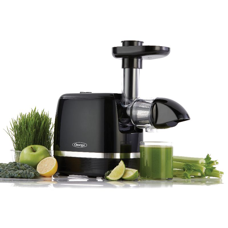 Photo 1 of  Omega Cold Press Slow Masticating Juicer Extractor with Slicer/Shredder Attachment and Recipe Book in Black 