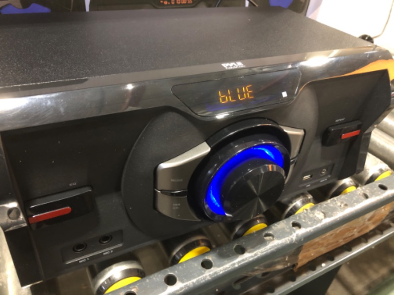 Photo 2 of  Pyle Wireless Bluetooth Stereo Boombox Radio Shelf System - 500 Watt Max Power, Sleek Design, Mini System for Home with MP3, USB, FM Radio, Aux/2 Mic 