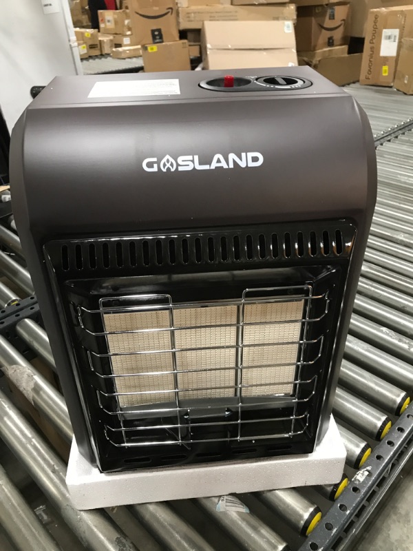 Photo 1 of Gasland MHA18BN Propane Radiant heater, 18,000 BTU Warm Area up to 450 sq. ft, Portable LP Gas Heater for Garages, Workshops and Construction Sites, Ultra Quiet Propane Heater with LP Regulator Hose (Black) Brown