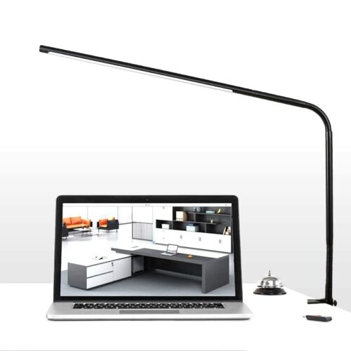 Photo 1 of Brokimis Dimmable Desk Lamp with Clamp Steel Metal Long Arm LED Desk Light