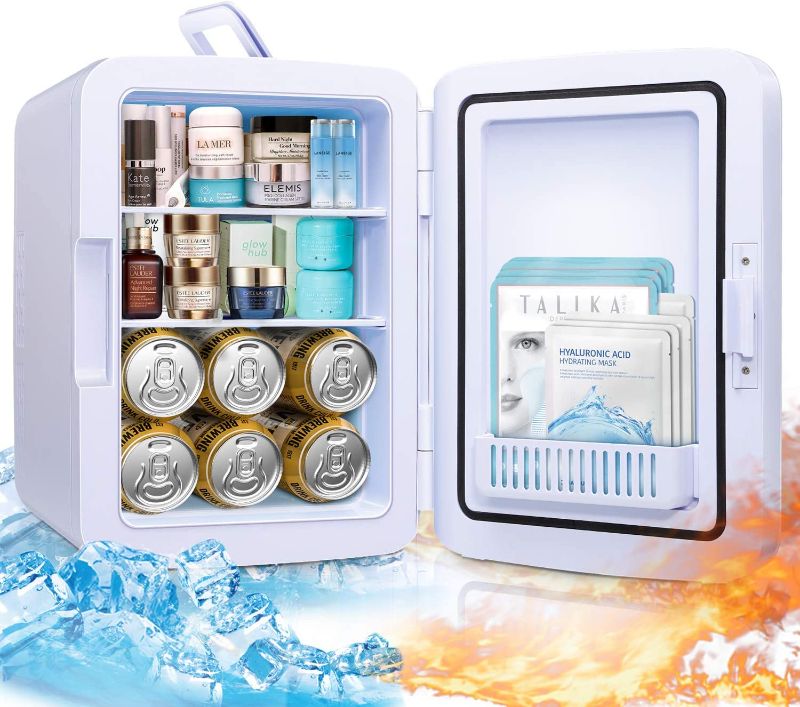 Photo 1 of Firares Rapid Cooling 10 Liter/12 Can Mini Fridge for Bedroom, Protable Skincare Fridge for Makeup, Foods, Medications, Breast Milk, Mini Refrigerator for Office and Car Cooler and Warmer (White)
