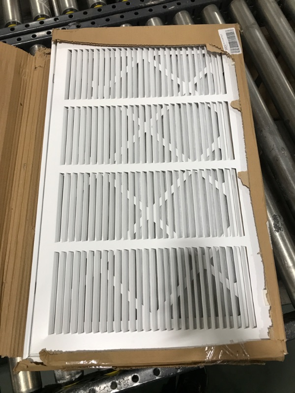 Photo 2 of 14" X 8" Return Air Filter Grille - Filter Included - Easy Plastic Tabs for Removable Face/Door - HVAC Vent Duct Cover - White [Outer Dimensions: 15.75w X 9.75h]
