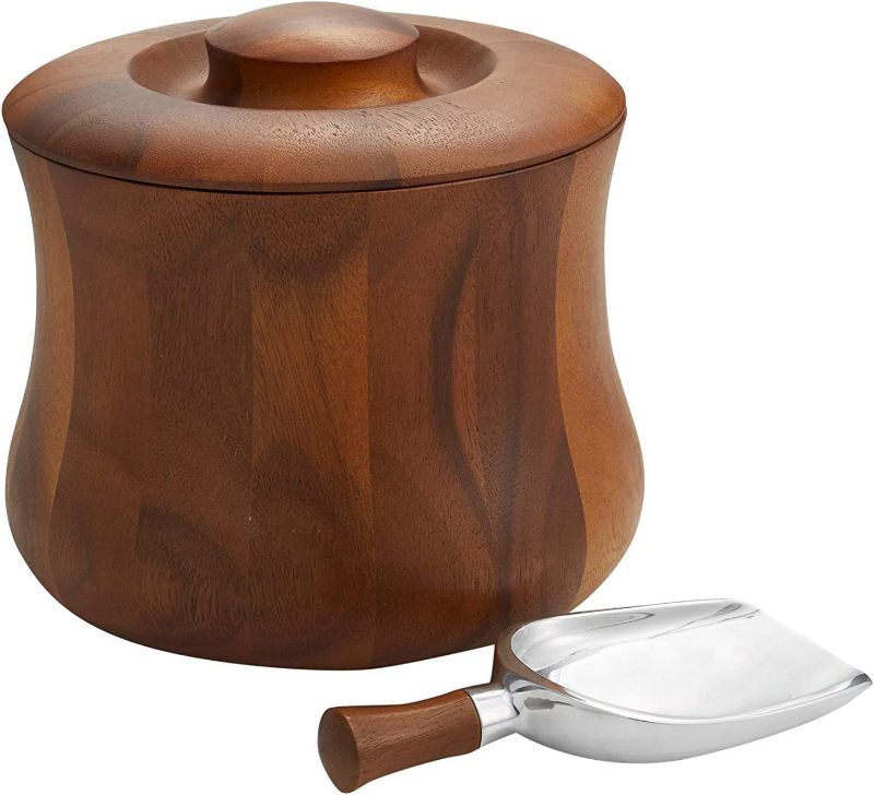 Photo 1 of  Nambe Nara Wood Ice Bucket, Medium, Brown 