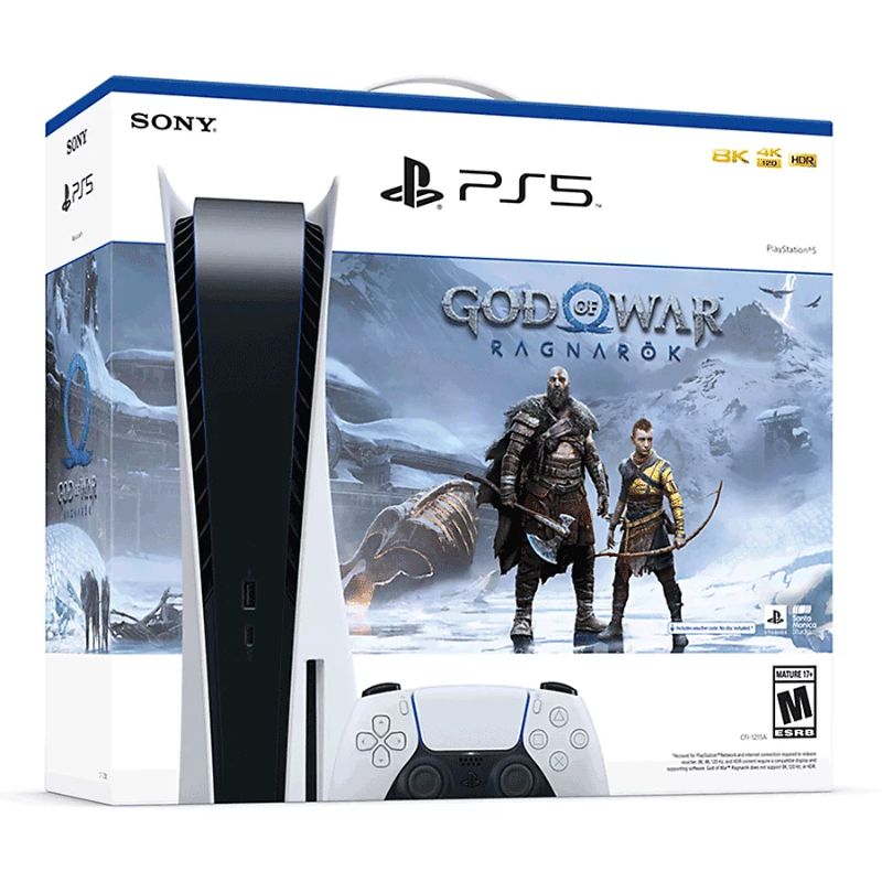 Photo 1 of PlayStation®5 Console – God of War™ Ragnarok Bundle, 825GB -- missing hdmi cord and game code 