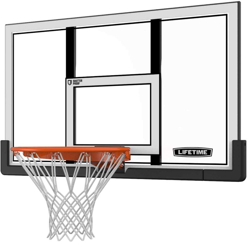 Photo 1 of  Lifetime 73729 48 in. Shatter Proof Backboard Rim Combo, Orange/white, One Size 