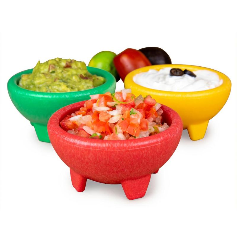 Photo 1 of  Taco Tuesday 3-Piece Plastic Salsa Bowl Set, Red/Yellow/Green 