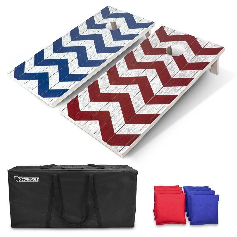 Photo 1 of  GoSports 4'x2' Regulation Size Chevron Design Cornhole Game Set - Includes 8 Bags, Carry Case & Rules 