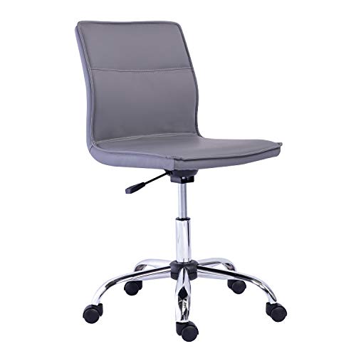 Photo 1 of  Amazon Basics Modern Armless Office Desk Chair - Height Adjustable, 360-Degree Swivel, 275Lb Capacity - Gray/Chrome 