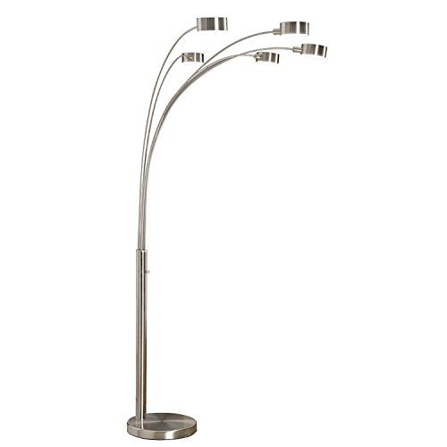 Photo 1 of  Artiva USA Micah - Modern & Stylish - 5 Arc Brushed Steel Floor Lamp W/ Dimmer Switch, 360 Degree Rotatable Shades - Dim Opt 