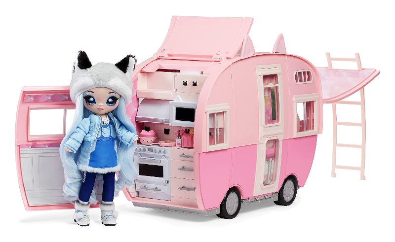 Photo 1 of  Na Na Na Surprise Kitty-Cat Camper Playset, Pink Toy Car Vehicle for Fashion Dolls with Cat Ears & Tail, Opens to 3 Feet Wide for 360 Play, 7 Play Areas, Accessories, Gift for Kids Ages 5 6 7 8+ Years 