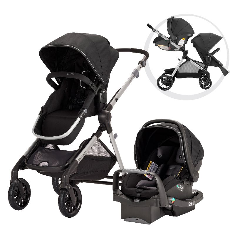 Photo 1 of  Evenflo 57112255 Pivot Xpand Modular Travel System with SafeMax Infant Car Seat, Stallion Black 