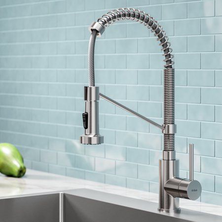 Photo 1 of  Kraus Bolden™ Single Handle 18-Inch Commercial Kitchen Faucet with Dual Function Pull Down Sprayhead in Stainless Steel Finish 