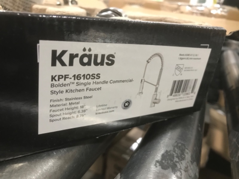 Photo 4 of  Kraus Bolden™ Single Handle 18-Inch Commercial Kitchen Faucet with Dual Function Pull Down Sprayhead in Stainless Steel Finish 
