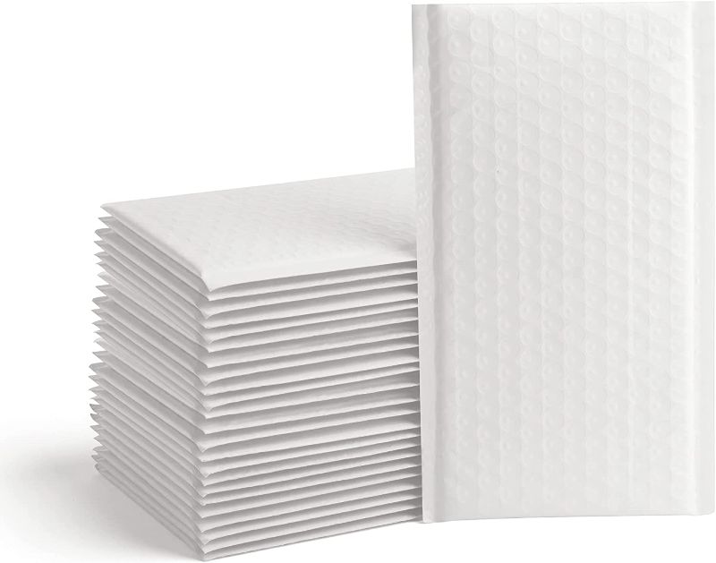 Photo 1 of ALTERNIUM bubble mailer, usable size 8.5x11" 25 pack quality bubble padded envelopes - poly bubble mailers #2 - self seal bubble bags for shipping - padded WHITE poly mailers for small business
