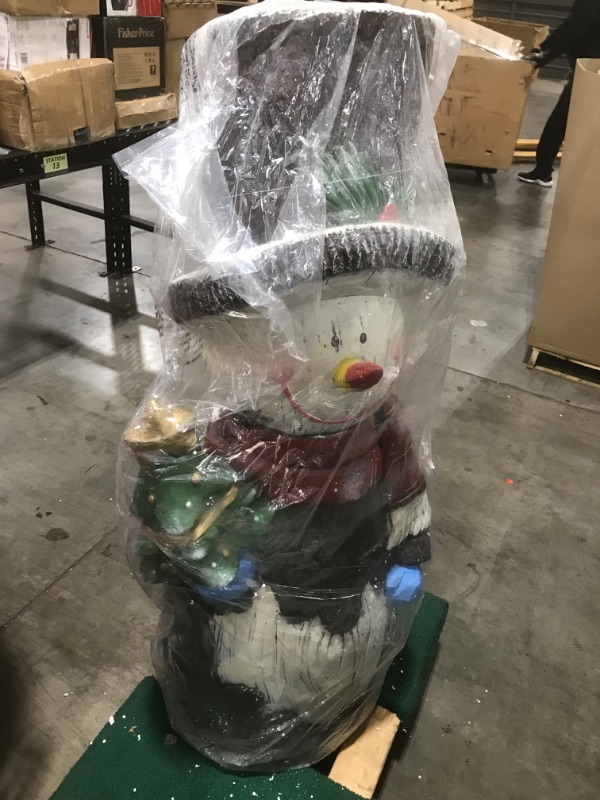 Photo 2 of  Alpine Corporation Alpine JFH1042SLR Solar Snowman Statue, Multicolor 