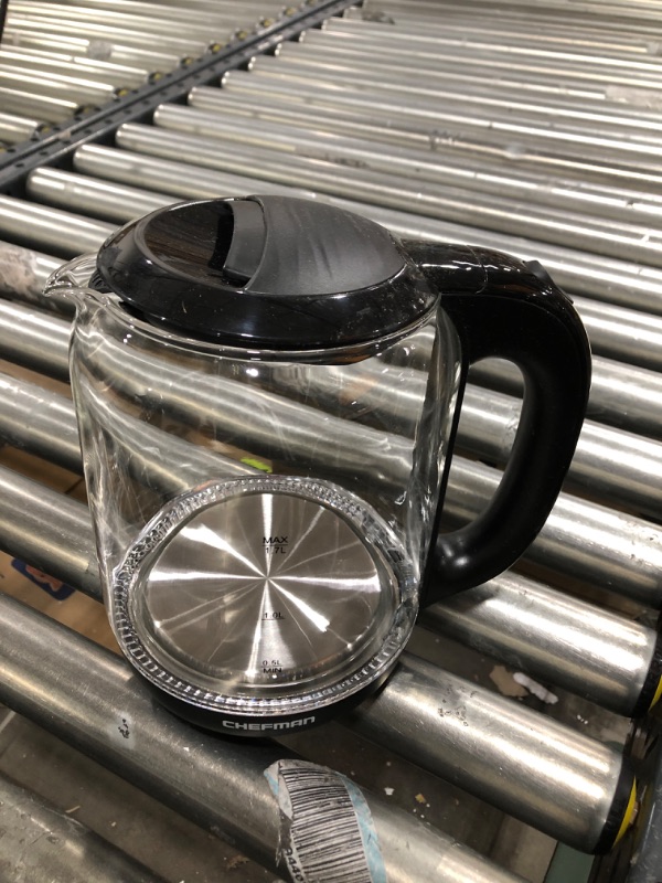 Photo 2 of Chefman 1.7 Liter Electric Glass Tea Kettle, Fast Hot Water Boiler, One Touch Operation, Boils 7 Cups, Swivel Base & Cordless Pouring, Auto Shut-Off Glass Electric Kettle