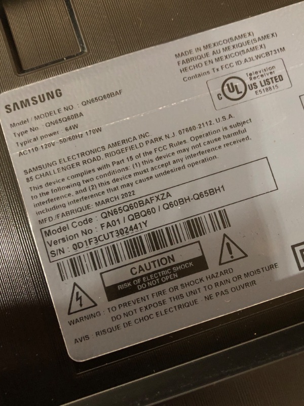Photo 4 of Samsung 65-Inch Class QLED 4K Q60B Series Dual LED Quantum HDR Smart TV 2022 QN65Q60BAF
