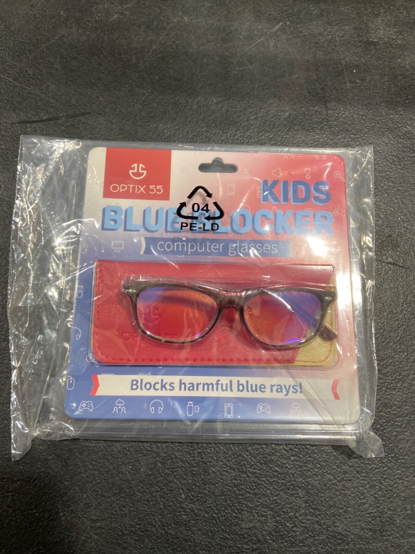 Photo 2 of Blue Light Blocking Glasses Girls & Boys | Anti Eyestrain Blue Light Glasses Kids Computer Gaming Glasses (Ages 3-10) | Flexible Grey Square Frames with Red Temples Video Phone Screen Eyeglasses