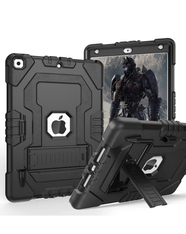 Photo 1 of Rantice iPad 9th Generation Case, iPad 8th/7th Generation Case, iPad Case, Hybrid Shockproof Rugged Cover with Kickstand and Apple Pencil Holder for iPad 10.2 case 2021/2020/2019 Released (Black)