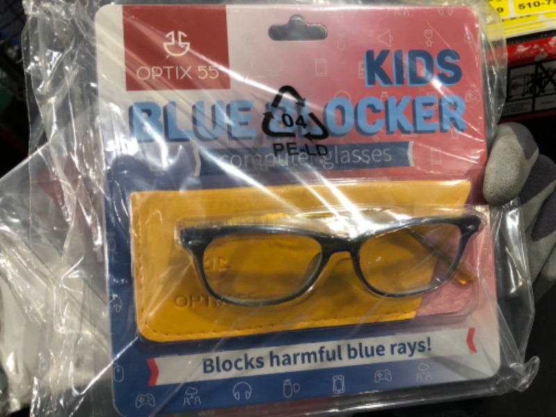 Photo 2 of Blue Light Blocking Glasses Girls & Boys | Anti Eyestrain Blue Light Glasses Kids Computer Gaming Glasses (Ages 3-10) | Flexible Blue Square Frames with Yellow Temples Video Phone Screen Eyeglasses