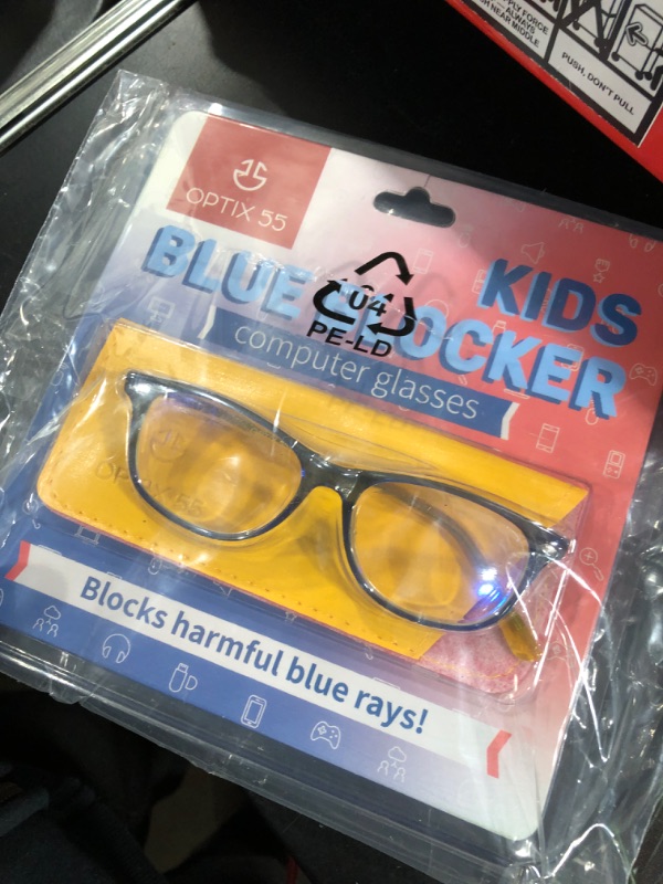 Photo 2 of Blue Light Blocking Glasses Girls & Boys | Anti Eyestrain Blue Light Glasses Kids Computer Gaming Glasses (Ages 3-10) | Flexible Blue Square Frames with Yellow Temples Video Phone Screen Eyeglasses