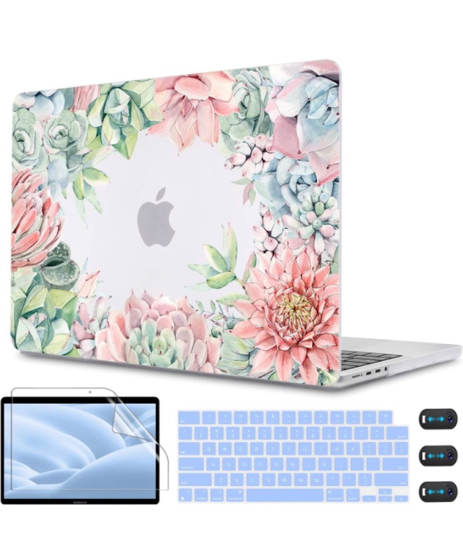 Photo 1 of CISSOOK Succulent Hard Shell Case for MacBook Pro 14 Inch 2021 2022 Release Model A2442 with Touch ID, Matte Clear Plants Cover with Keyboard Cover for MacBook Pro 14 2021 with M1 Pro/Max Chip