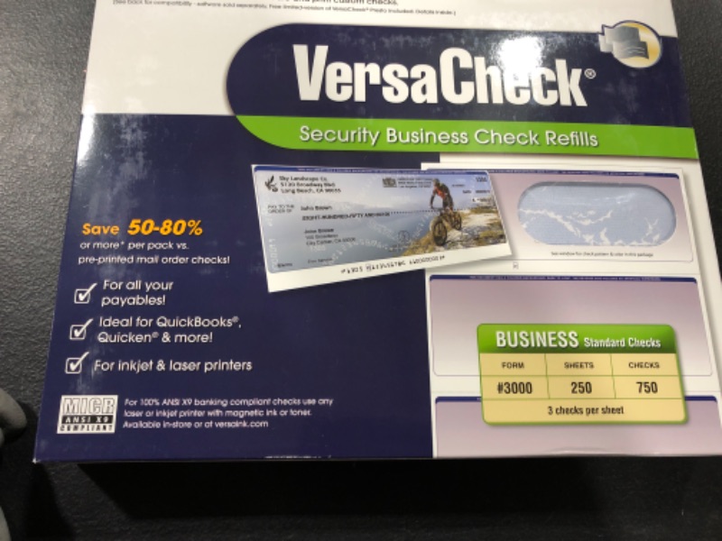 Photo 2 of VersaCheck Secure Checks - 750 Blank Business Checks - Blue Prestige - 250 Sheets Form #3000 - 3 Per Sheet