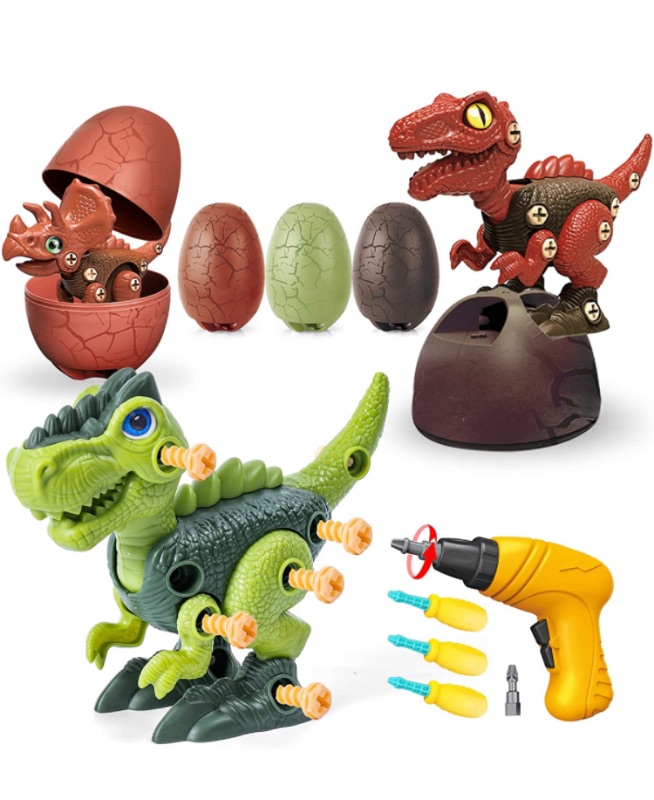 Photo 1 of 3 Pcs Take Apart Dinosaur Toys for 3 4 5 6 7 Year Old Boys Birthday Gifts with Dinosaur Eggs, Kids STEM Toys Dinosaur Toys for Kids 3-5 5-7 with Electric Drill