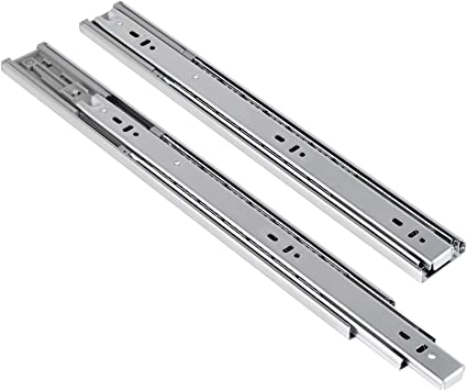 Photo 1 of 18 Inch 100 LB Capacity Full Extension Soft / Self Close Ball Bearing Side Mount Drawer Slides, 3 fold Full Stretch Side Hanging Drawer Rails

