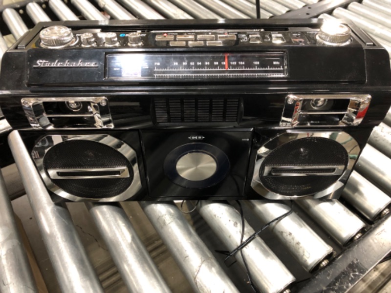 Photo 1 of Studebaker SB2145B 80's Retro Street Bluetooth Boombox with FM Radio, CD Player, LED EQ, 10 Watts RMS Power and AC/DC
