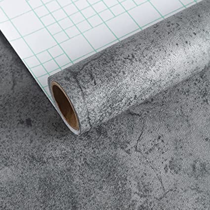 Photo 1 of 15.74"×354.3" 3D Industrial Concrete Wallpaper Peel Stick Thick Gray Blue Faux Cement Contact Paper Vinyl Matte Textured Removable Bedroom Wall Paper for Kitchen Countertops Garage Pantry Basement
