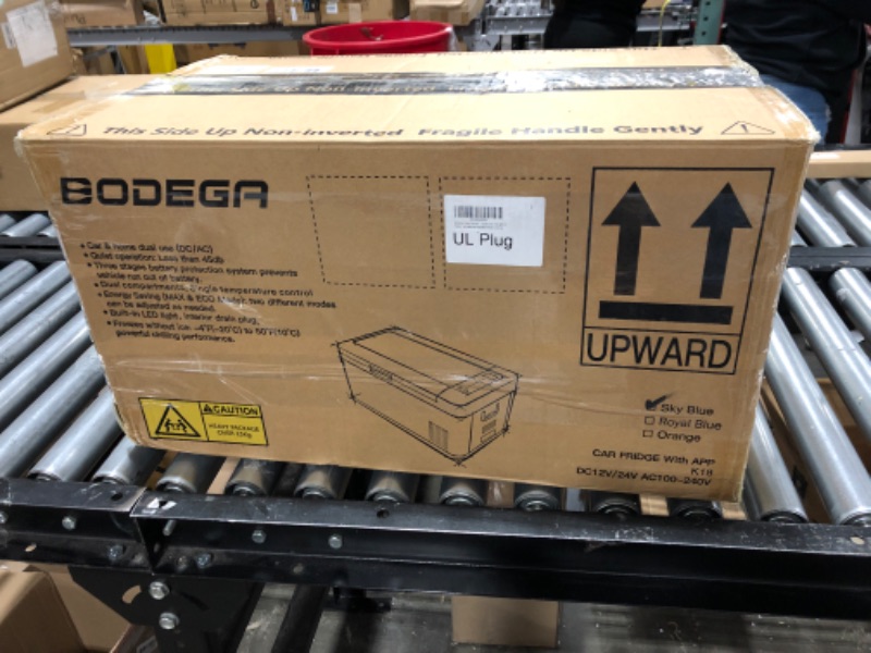 Photo 1 of BODEGA 12 Volt Car Refrigerator, 20 Quart (18L) Portable Freezer Car Fridge (-4?~68?), Electric Cooler for Vehicles, Truck, RV, Camping, Travel and Home Use - 12/24V DC & 100V-240V AC,WIFI APP Control 20 Quart (Sky Blue)
