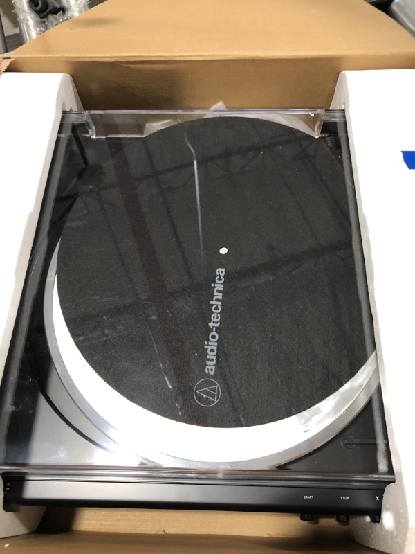 Photo 2 of Audio-Technica AT-LP60X-BK Fully Automatic Belt-Drive Stereo Turntable, Black, Hi-Fi, 2 Speed, Dust Cover, Anti-Resonance, Die-Cast Aluminum Platter