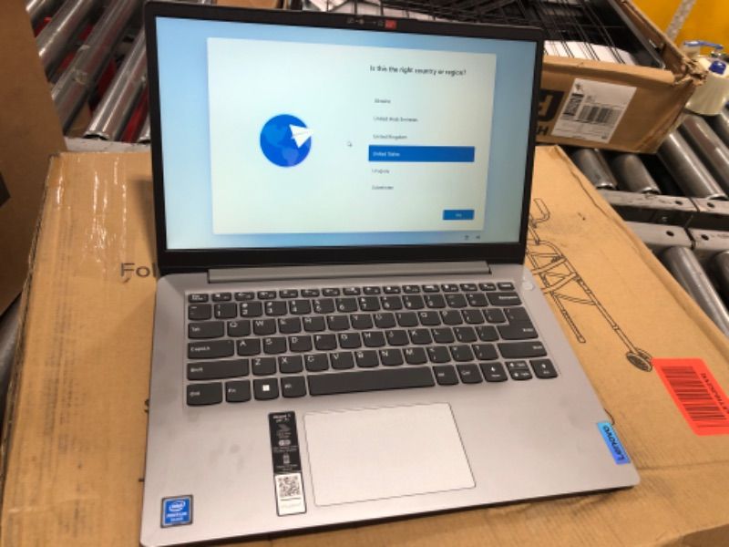 Photo 2 of Lenovo Ideapad 1i, 14.0" Laptop, Intel Pentium N5030, 4GB RAM, 128GB eMMC Storage, Cloud Grey, Windows 11 in S Mode, 82V6001DUS