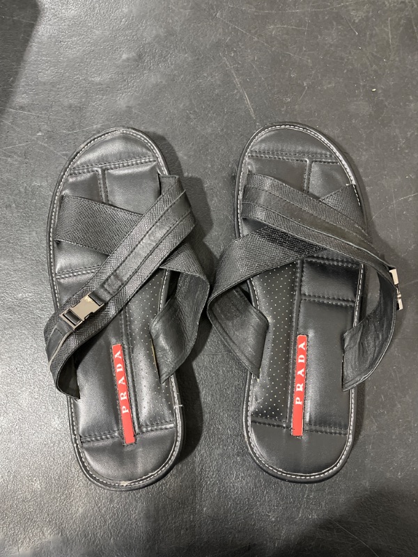 Photo 1 of PRADA LEATHER SLIDES SIZE 11