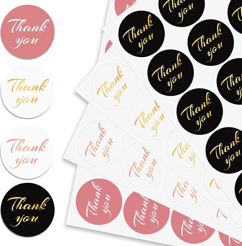 Photo 1 of (2 PACK) Koogel 500 PCS Thank You Stickers 4 Colors Thank You Round Sticker Labels for Boutiques Giveaways Envelope Seals Weddings Birthday Party Gift Wrapping Bags
