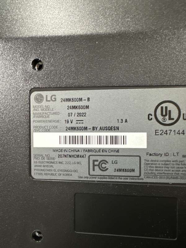 Photo 5 of LG 24" 1920x1080 IPS LED Monitor **BROKEN SCREEN & CRACKED CORNER !!**