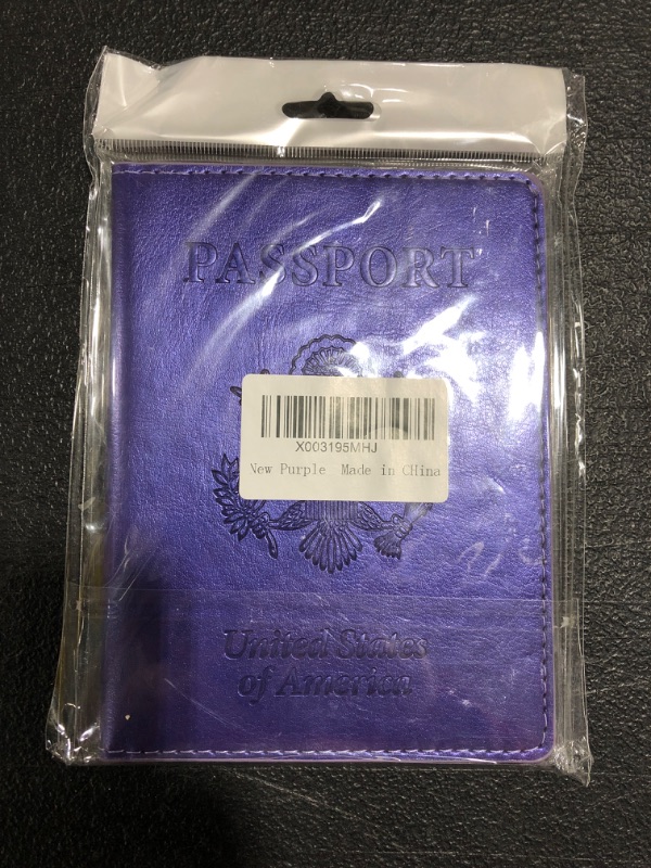 Photo 2 of Passport Holder Travel Passport Wallet - 2 Packs Passport and Vaccine Card Holder Combo,PU Leather Passport Holder with Vaccine Card Slot, Travel Gifts for Women Men B-Purple