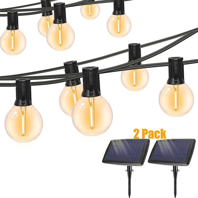 Photo 1 of 36 FT each Solar Powered String Lights Outdoor Patio Lights Solar Waterproof G40 Globe Lights with 34 LED Shatterproof Bulbs Battery Operated String Size:2Pack*36FT 15 Lights
.
