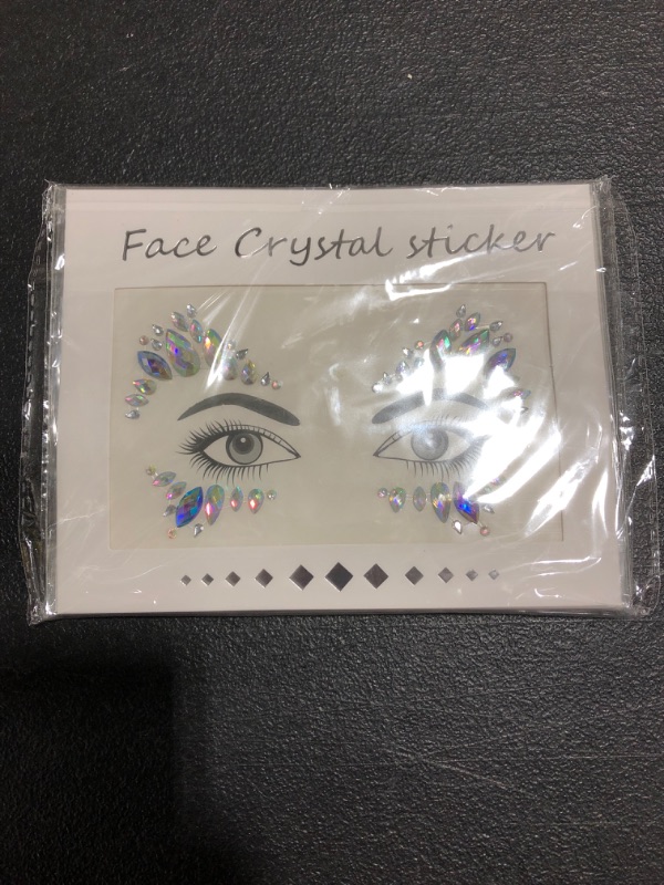 Photo 2 of 2 Packs Rhinestone Face Breast Body Jewels Festival Rave,Mermaid Face Gems Glitter, Self-adhesive Eyes Eyebrow Bindi Tears Breast Chest Body Rainbow Crystal Acrylic Diamond Temporary Tattoo Stickers