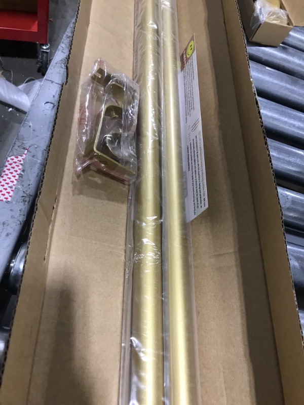 Photo 2 of 2 Pack Gold Curtain Rods for Windows 48 to 84 Inch(4-7ft),1 Inch Diameter Heavy Duty Curtain Rods,Cylindrical End Cap Curtain Rod,Modern Adjustable Drapery Rods,Window Curtains Rod 48-84",Gold 48-84"&2 pack Gold