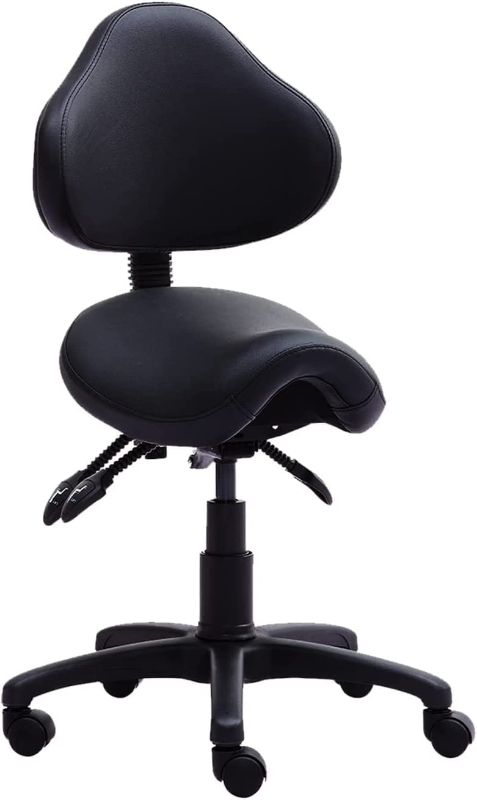 Photo 1 of Ergonomic Saddle Stool Chairs Spa Salon Stools with Back Support Hydraulic Rolling Stool Chair with Swivel Wheels ,for Clinic Hair Salon Lab Kitchen Home Office Drafting Chairs
