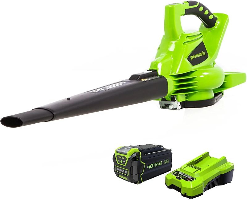 Photo 1 of Greenworks 40V (185 MPH / 340 CFM) Brushless Cordless Blower / Vacuum, 4.0Ah Battery and Charger Included
